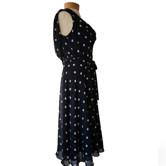 sachin and babi light blue dress Dress Barn Dresses | Navy and White Polka Dot Chiffon Dress Size 10 | Color: Blue/White | Size: 10